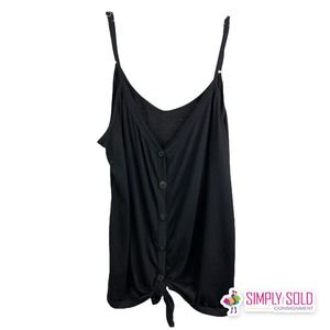 Ivvic‎ Women's Spaghetti Strap Sleeveless Shirt Black V-Neck Boho Button XXL